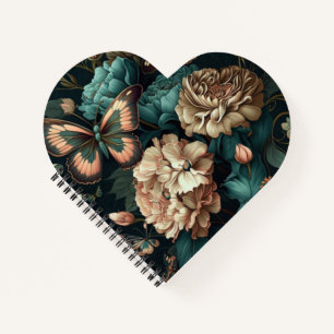 Butterflies and flowers dark classic design notebook