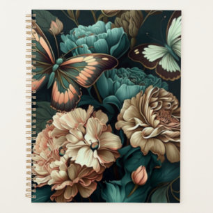 Butterflies and flowers dark classic design planner
