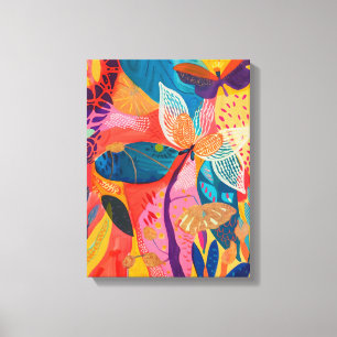 Butterflies and Flowers: Favista Art Vibrant Color Canvas Print