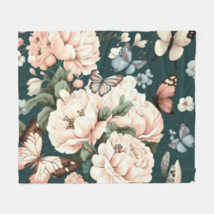 Butterflies and flowers fleece blanket