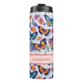 Butterflies and Flowers for Girls and Women Thermal Tumbler