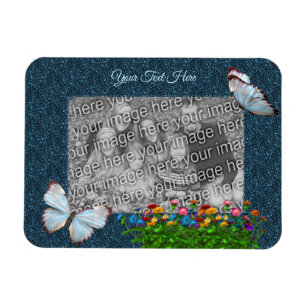 Butterflies And Flowers Frame Add Your Photo Magnet