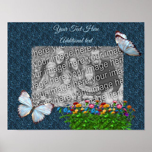 Butterflies And Flowers Frame Add Your Photo  Poster (Front)