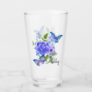 Butterflies and Flowers Glass
