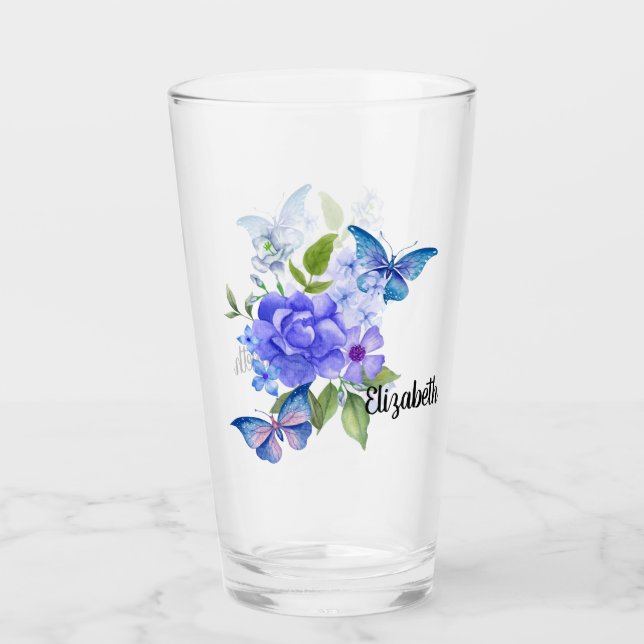 Butterflies and Flowers Glass (Front)