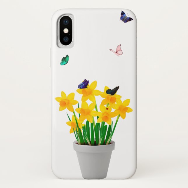 Butterflies and Flowers iPhone X Case (Back)