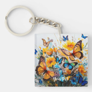 Butterflies and Flowers Key Ring