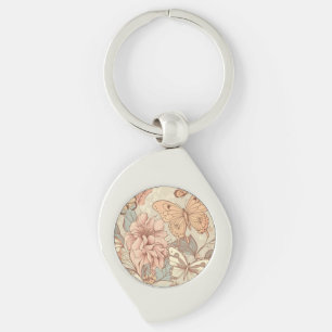 Butterflies and flowers key ring