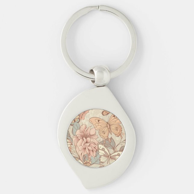 Butterflies and flowers  key ring (Front)