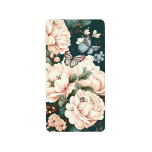 Butterflies and flowers  label