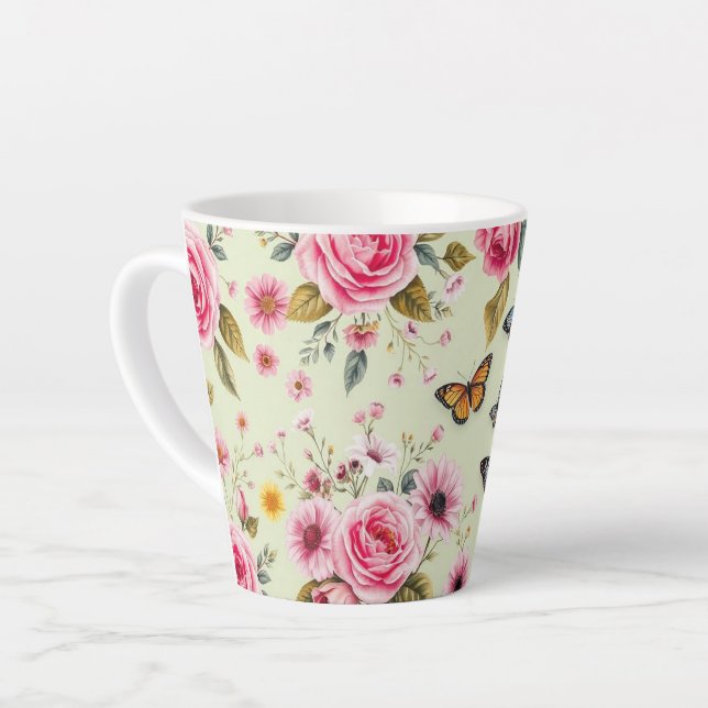 Butterflies And Flowers  Latte Mug (Left Angle)