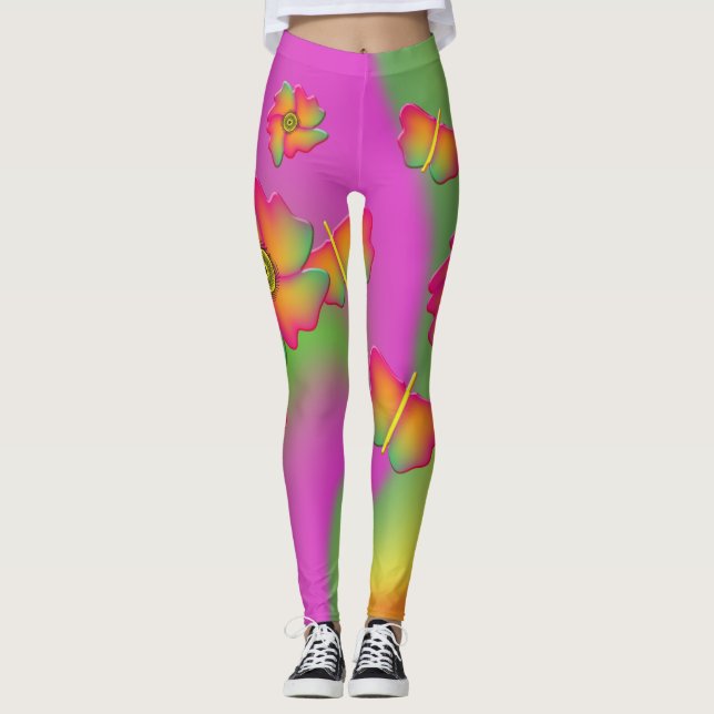 Butterflies and Flowers Leggings (Front)