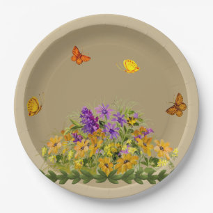 Butterflies and Flowers Paper Plate