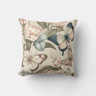 Butterflies and flowers pastel  cushion