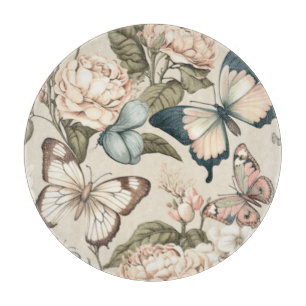 Butterflies and flowers pastel cutting board