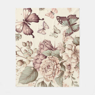 Butterflies and flowers pastel decor fleece blanket