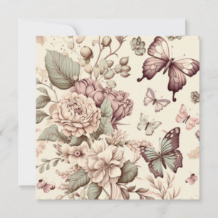 Butterflies and flowers pastel decor invitation