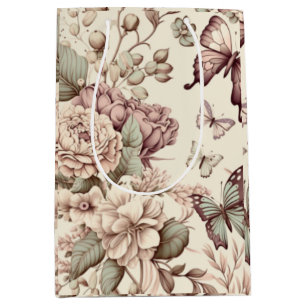 Butterflies and flowers pastel decor medium gift bag