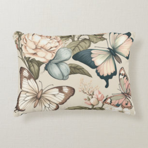 Butterflies and flowers pastel  decorative cushion