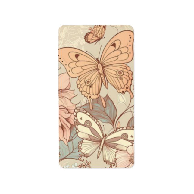 Butterflies and flowers pastel  label (Front)