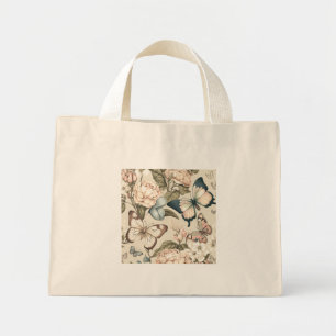Butterflies and flowers pastel mini tote bag