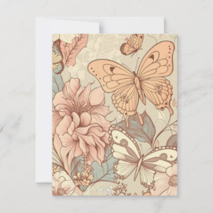 Butterflies and flowers pastel  RSVP card