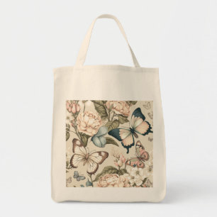 Butterflies and flowers pastel  tote bag