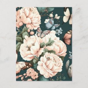 Butterflies and flowers postcard