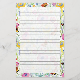 Butterflies and Flowers Stationery