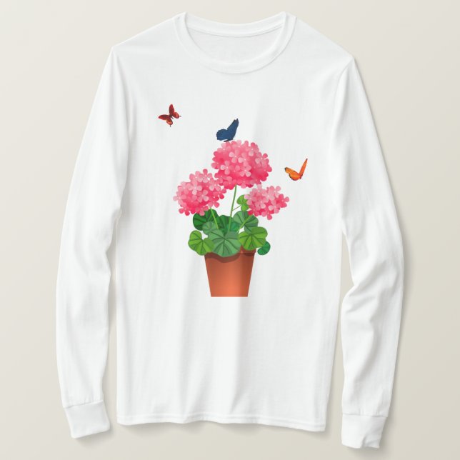 Butterflies and Flowers T-Shirt (Design Front)