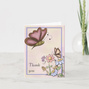 Butterflies and Flowers Thank You Card