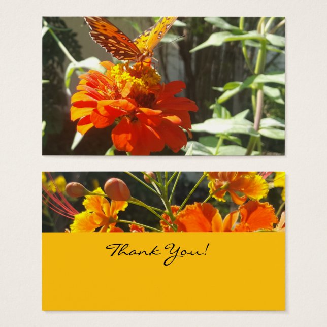 Butterflies and flowers thank you card (Front & Back)