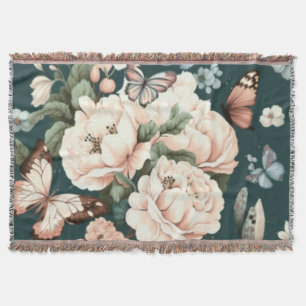 Butterflies and flowers throw blanket