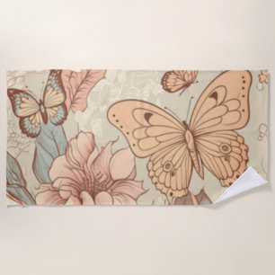 Butterflies and flowers tissue paper beach towel