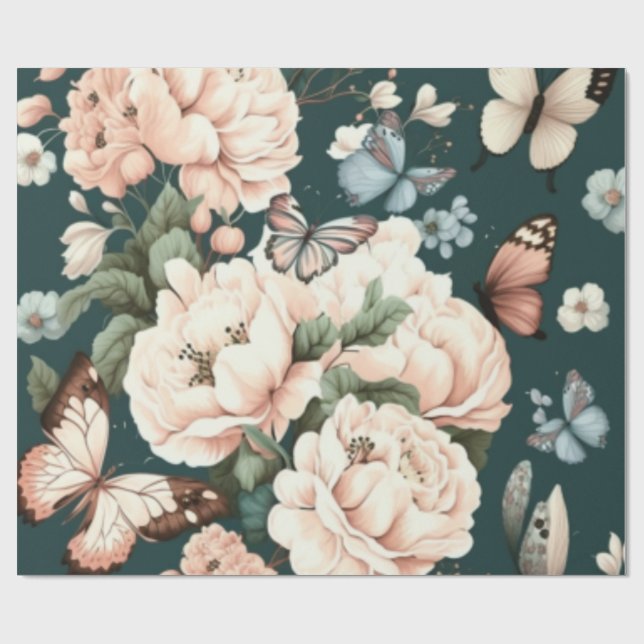 Butterflies and flowers  wrapping paper (Flat)