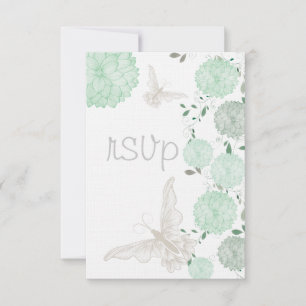Butterflies and Green Chrysanthemums  RSVP Card