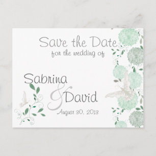 Butterflies and Green Chrysanthemums Save the Date Announcement Postcard