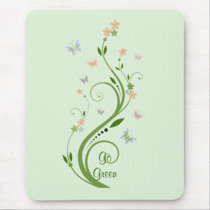 Butterflies and Green Vine Mouse Pad