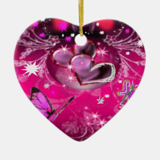 butterflies and hearts ceramic tree decoration