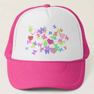 butterflies and hearts trucker hat