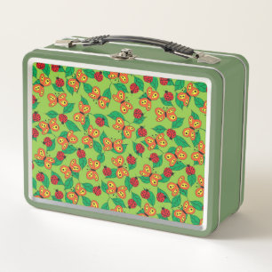 Butterflies and Ladybugs on green leaves Metal Lunch Box