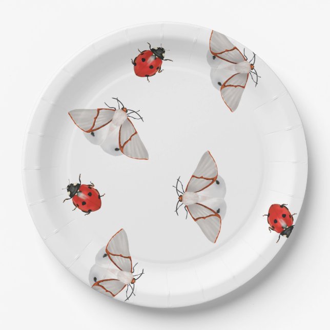 Butterflies and ladybugs  paper plate (Front)