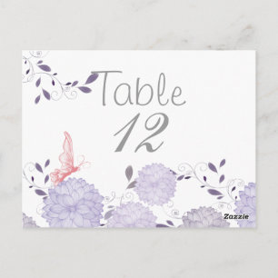 Butterflies and Lavender Chrysanthemum Table Card