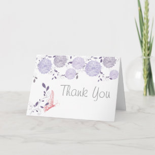 Butterflies and Lavender Chrysanthemum Thank You Card