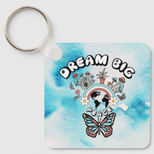 Butterflies and Mushrooms Dream Big positive inspo Key Ring