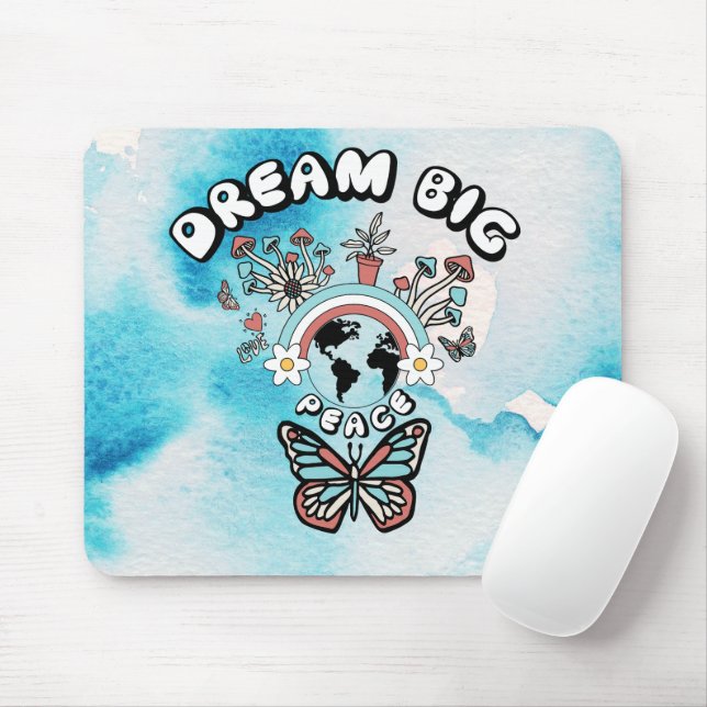 Butterflies and Mushrooms Dream Big positive inspo Mouse Pad (With Mouse)