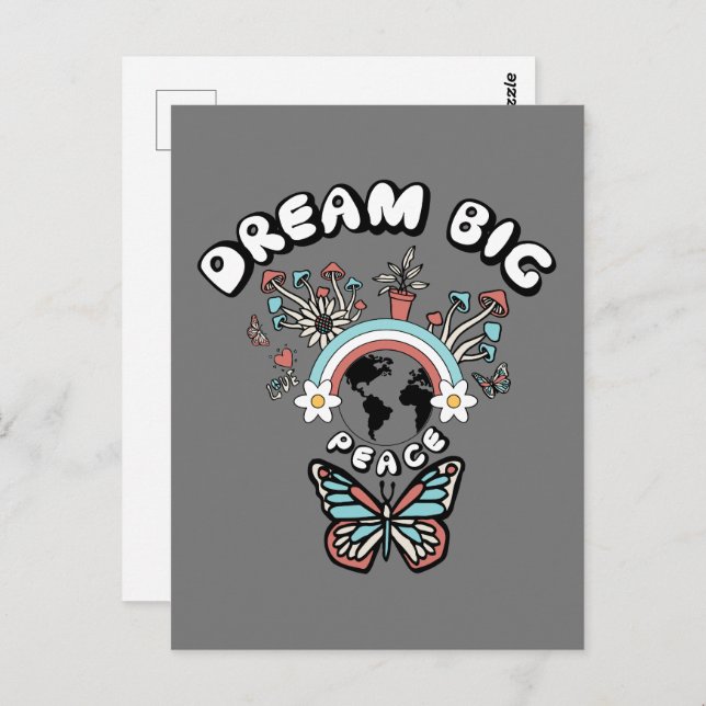 Butterflies and Mushrooms Dream Big positive inspo Postcard (Front/Back)