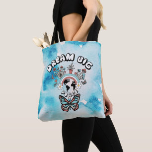Butterflies and Mushrooms Dream Big positive inspo Tote Bag