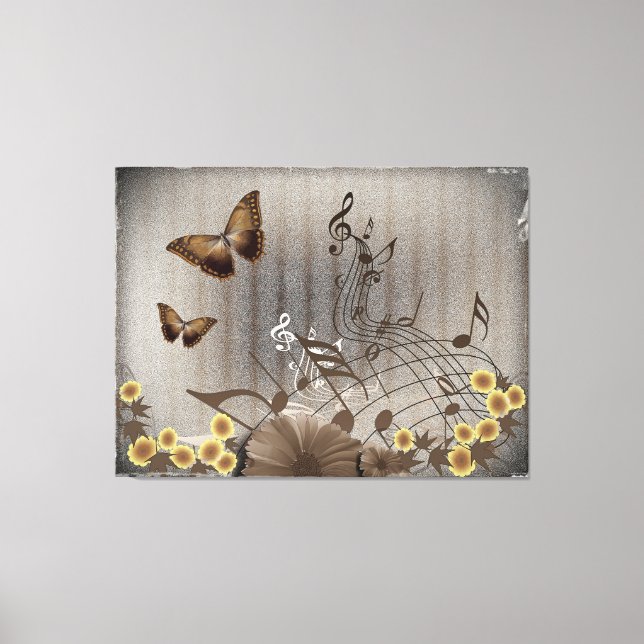 Butterflies and Music Notes Canvas Print (Front)