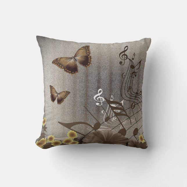Butterflies and Music Notes Cushion (Front)
